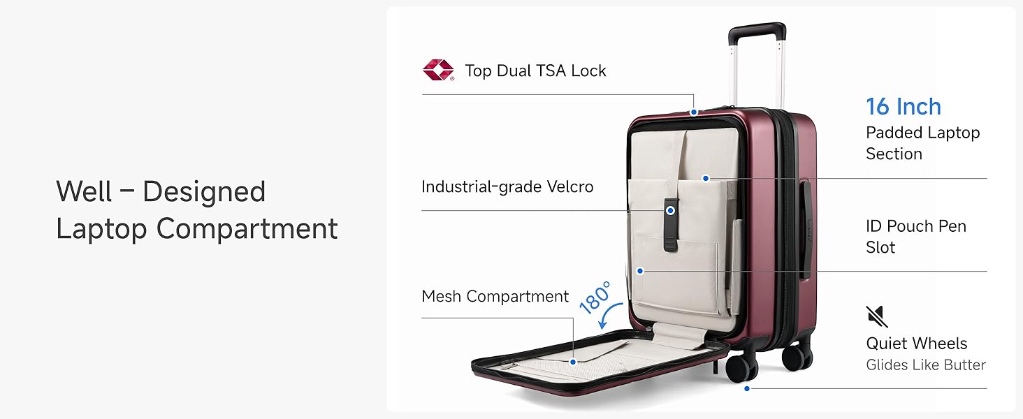 Чемодан-валіза LUGGEX на ручках, ручна поклажа з відділенням для ноутбука – Розширюваний жорсткий кейс з полікарбонату з TSA-замком (56×38×24 см) (Червоний)