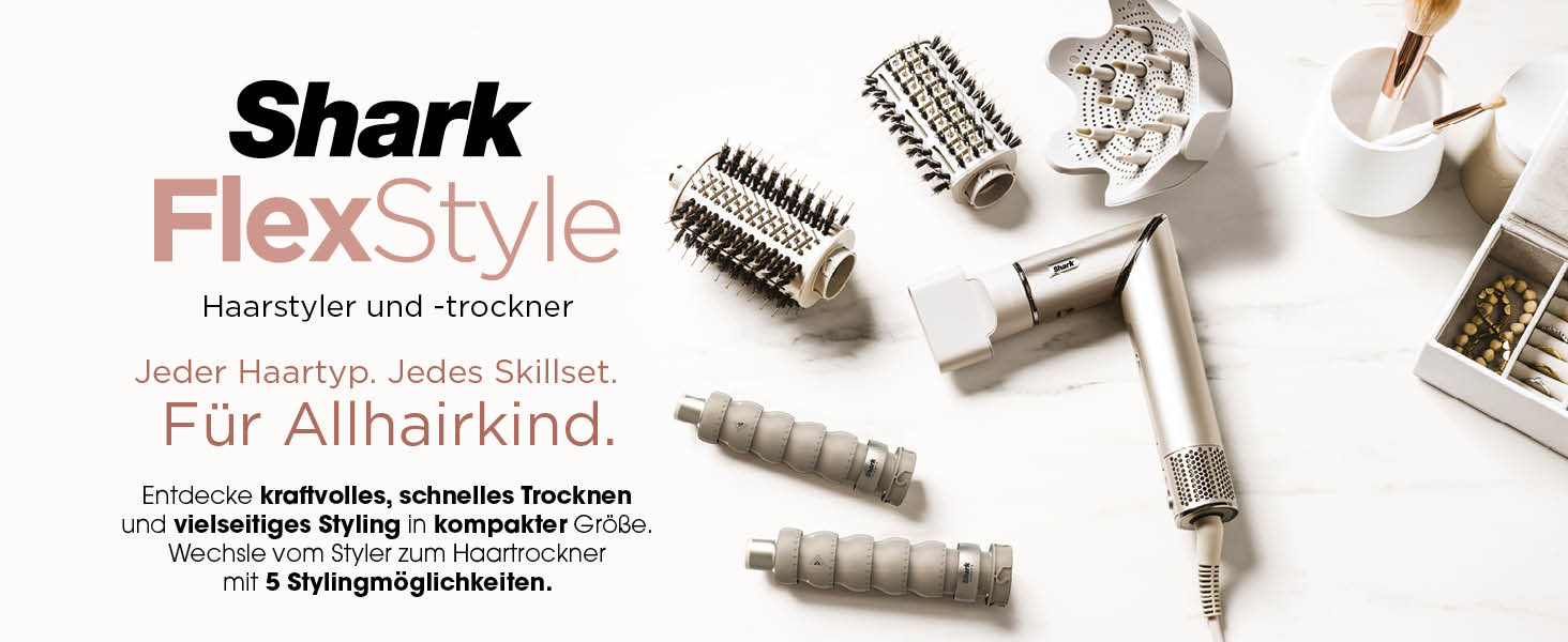 Фен Shark FlexStyle Multi з насадками для укладання, випрямлення та створення локонів, 5 в 1, Stardust. Без пошкодження волосся, для всіх типів.
