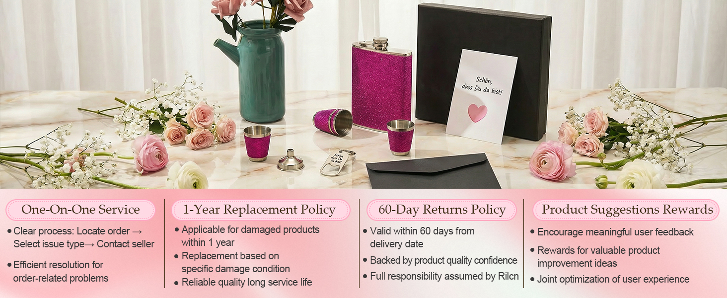 Персоналізований набір фляг 8oz з гравіюванням – фляга з нержавіючої сталі, 4 склянки, воронка та подарункова коробка для дружків, подарунок на весілля для чоловіків та жінок (Рожевий)