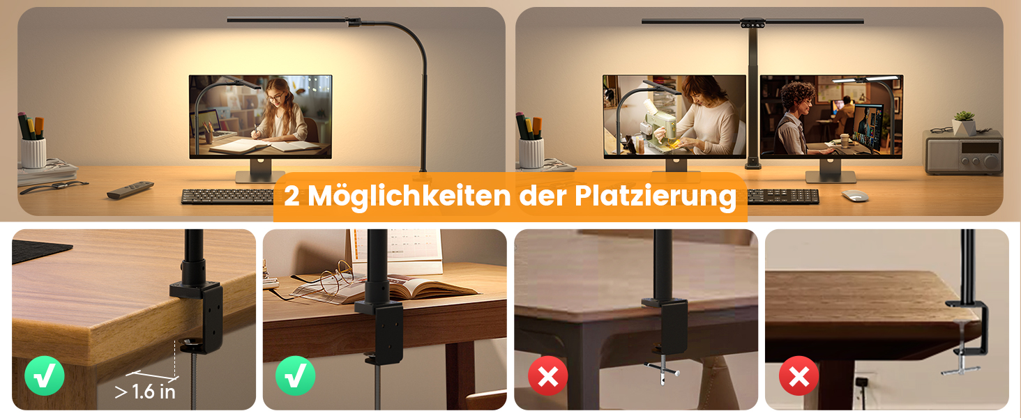 SIBRILLE Dual-Head LED Desk Lamp - Dimmable, Adjustable, RGB, Eye Protection for Office & Home