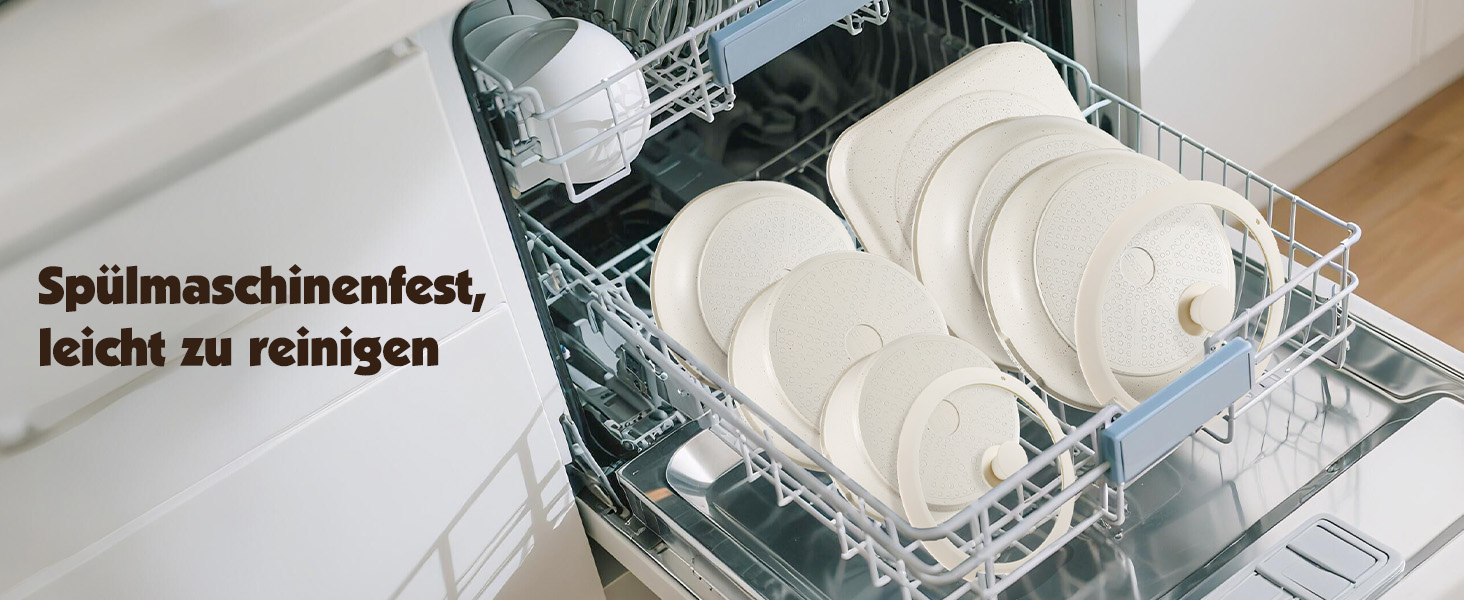 Набір посуду YASHE 21 предмет: каструлі та сковорідки з антипригарним покриттям, знімні ручки, скляні кришки, індукційне дно, термостійкий, білий