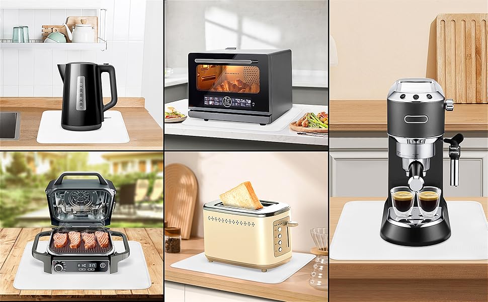 Термостійкий килимок 30 x 45 см - захист від нагріву для повітряної фритюрниці, стіл, робоча поверхня, масло- та водовідштовхувальний, легко миється, білий, 1 шт.