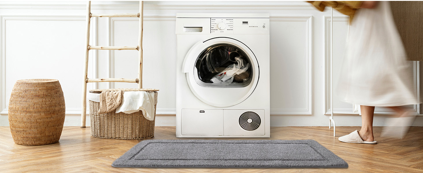 Набір килимків для ванної кімнати SOANNY (2 шт.), мікрофібра, антиковзаючі, швидковисихаючі, сірий. Розміри: 53x86 см та 50x50 см