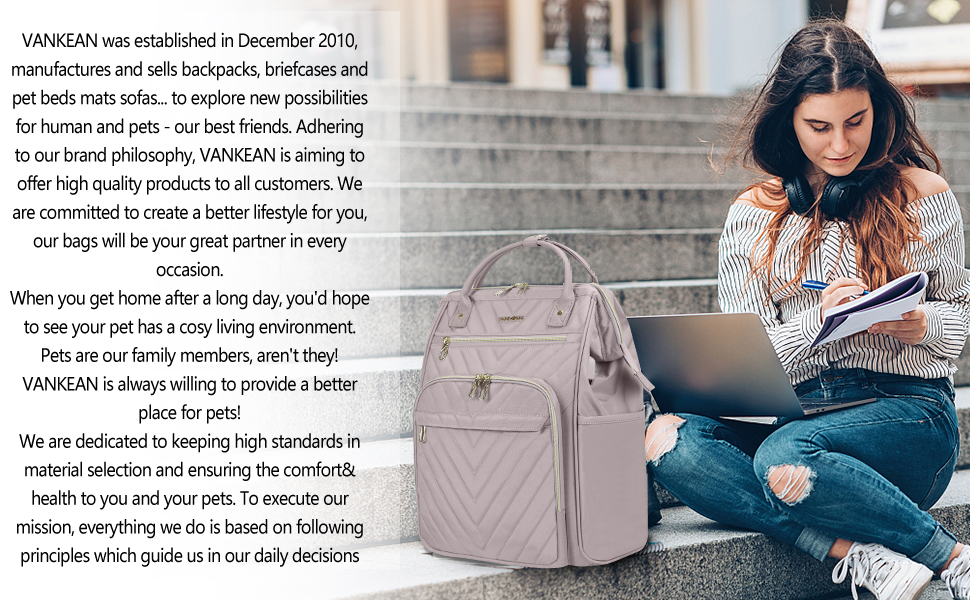 Рюкзак для ноутбука Vankean для жінок, 15.6-16.2 дюйми, з USB-портом, водонепроникний, для роботи/школи/подорожей, квітковий дизайн (світло-рожевий)