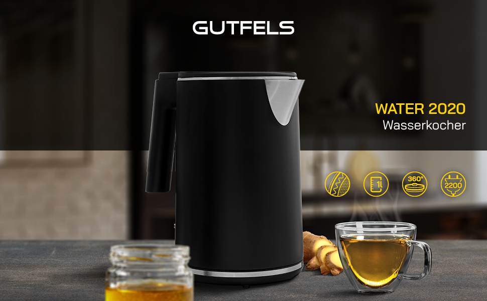 Електричний чайник Water 3300 C, 1,7 л, 2200 Вт, з захистом від накипу, чорний