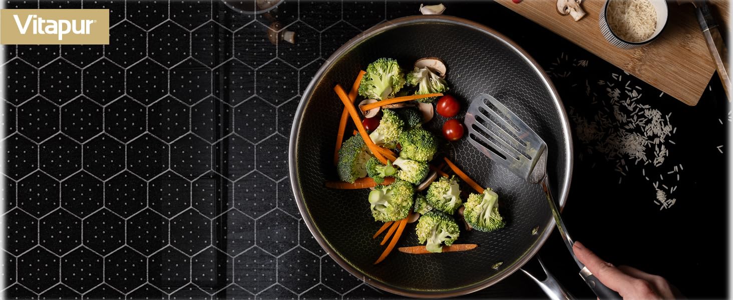 ROSMARINO HexaPro 3.0 28 cm Stainless Steel Pancake Pan - High-quality non-stick coating, oven-safe - Ideal for the versatile kitchen. Pancake pan, 28cm
