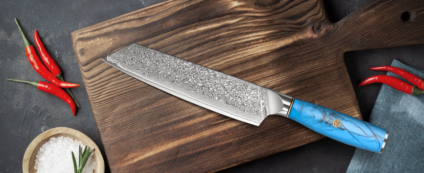 Ніж Kiritsuke з дамаської сталі для кухні, 18.8 см, VG-10, ергономічна ручка, подарункова коробка