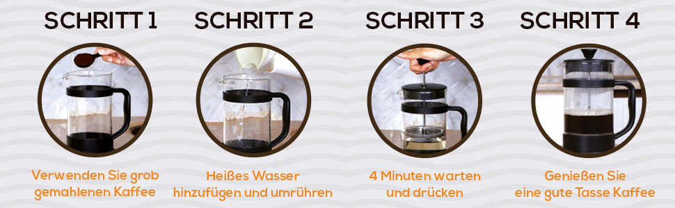 Френч-прес KICHLY 1000 мл: портативна кавоварка з нержавіючою сталлю та потрійним фільтром