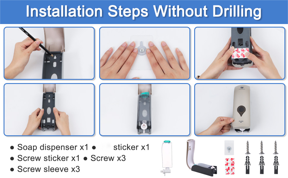 Настінний диспенсер для мила без свердління, 300 мл, ручний дозатор для гелю для душу/шампуню/дезінфікуючого засобу, дозатор для миючого засобу для душу, чорний/білий/золотий (шампань)