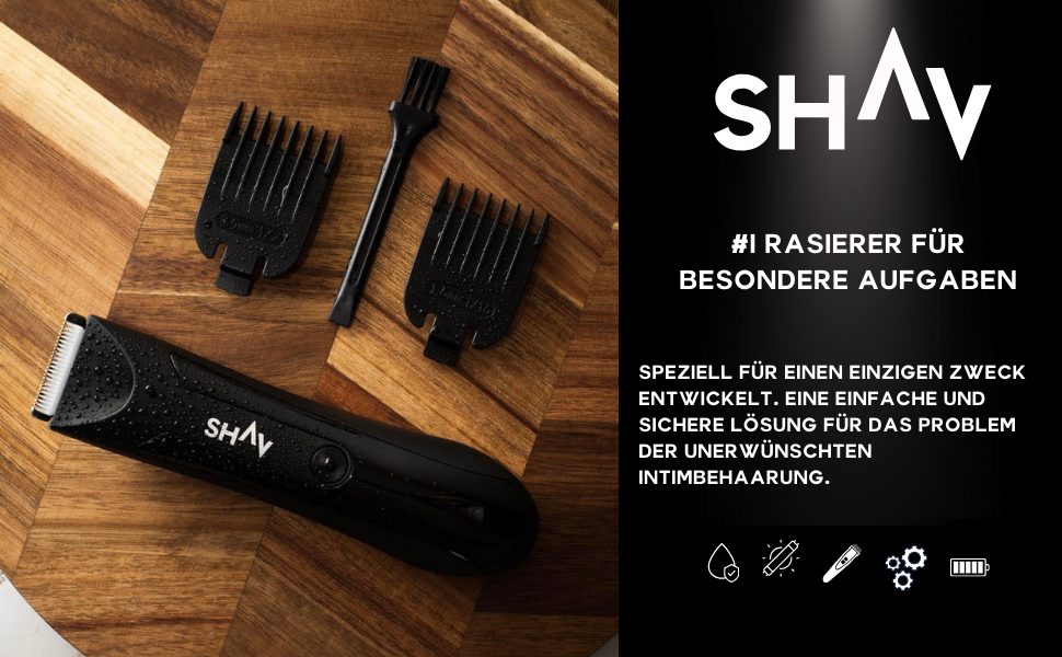 Електричний тример для тіла та інтимної зони чоловічий SHAV CutFree™ з вологостійким корпусом та змінними керамічними лезами