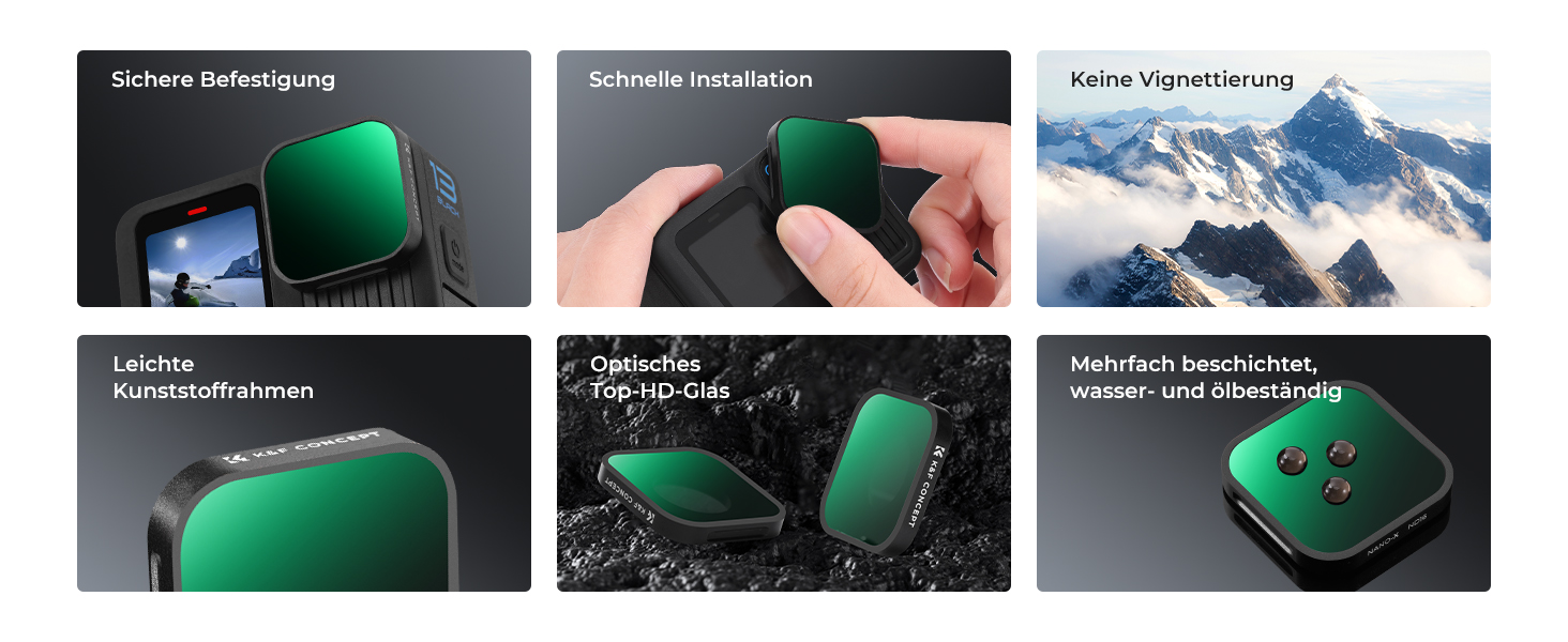 Набір фільтрів ND K&F Concept для GoPro Hero 13 Black (ND4, ND8, ND16, ND32) - 4 шт.