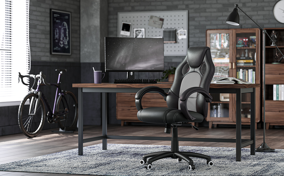 Офісний стілець SONGMICS Ergonomischer Bürostuhl, чорний, регульований, міцний, 52 x 53 x 122 см