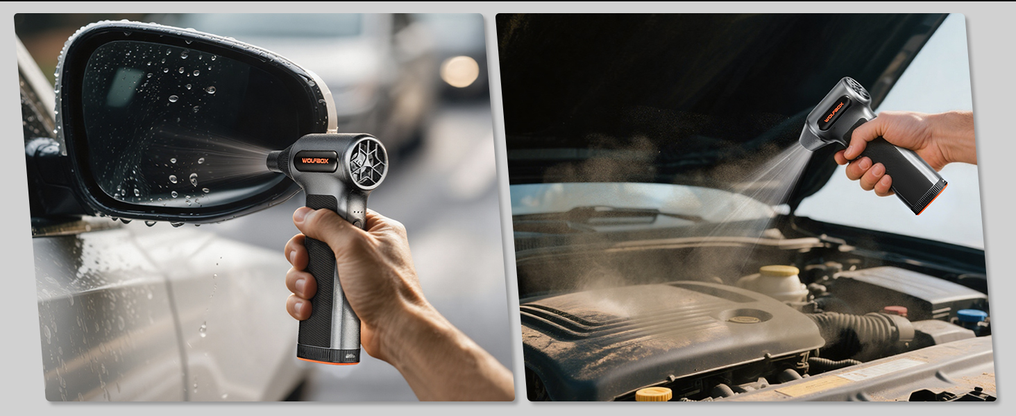 Електричний бездротовий пилосос-піскодув WOLFBOX MF200, 3-ступеневий, 4 насадки для ПК, авто, дому та вулиці