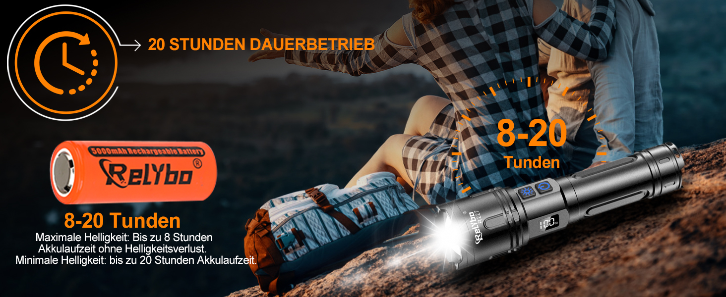 LED ліхтар на акумуляторі XHM90.2 - 500000 люмен, тактичний ліхтар, 2 режими, регулювання яскравості, чорний