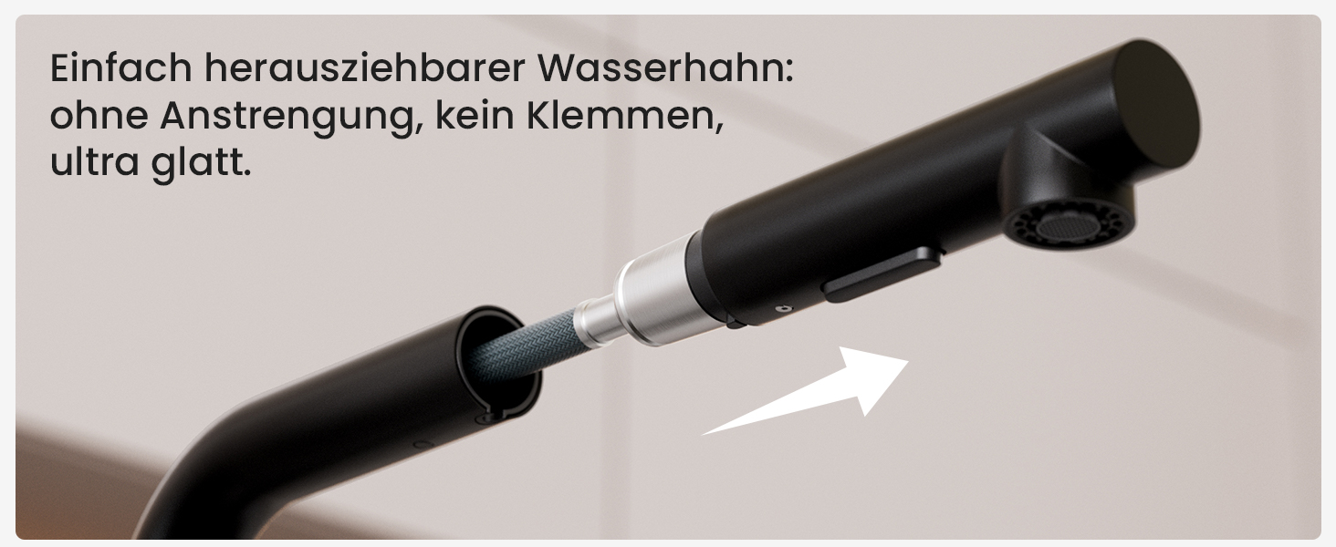 Кран кухонний CECIPA X203B чорний з висувною лійкою, 360° поворот, двома струменями, з нержавіючої сталі