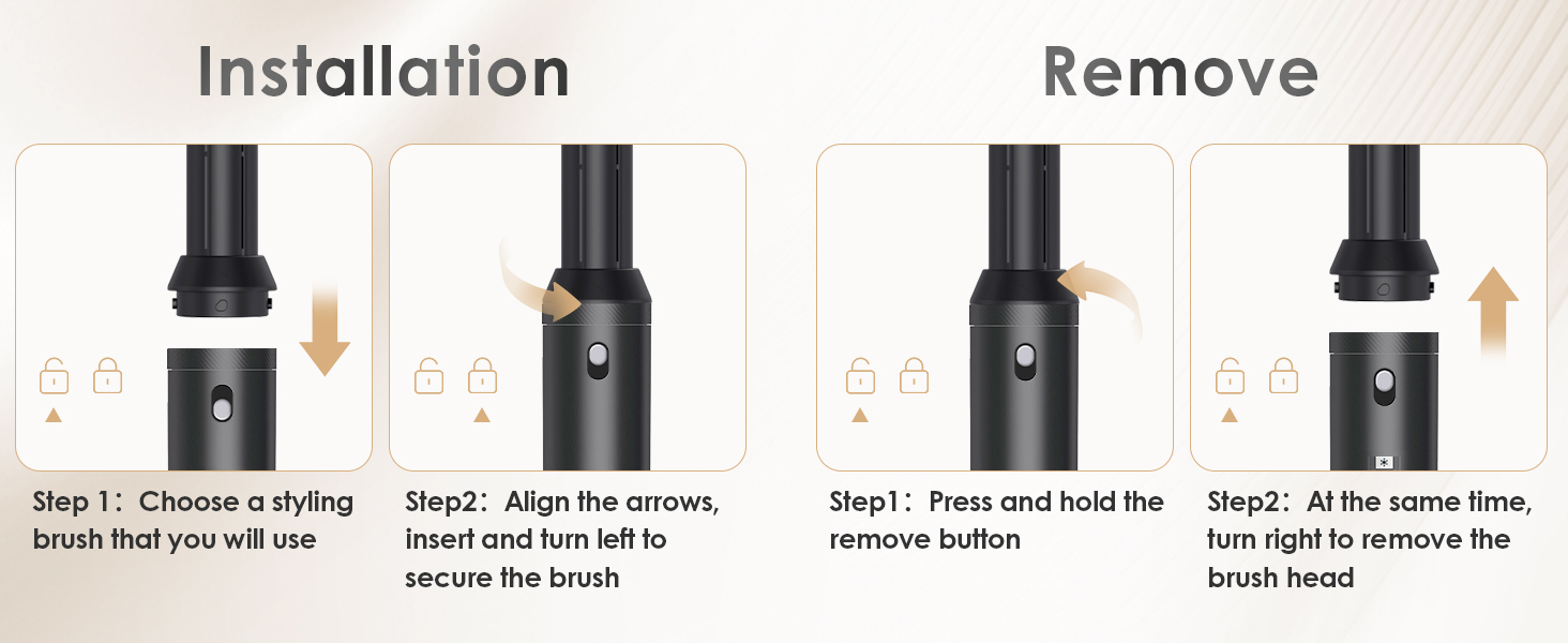 Набір для укладки Journeyside Airstyler: щітка-фен, плойка, випрямляч, 5 насадок, 1000W, чорний та золотий