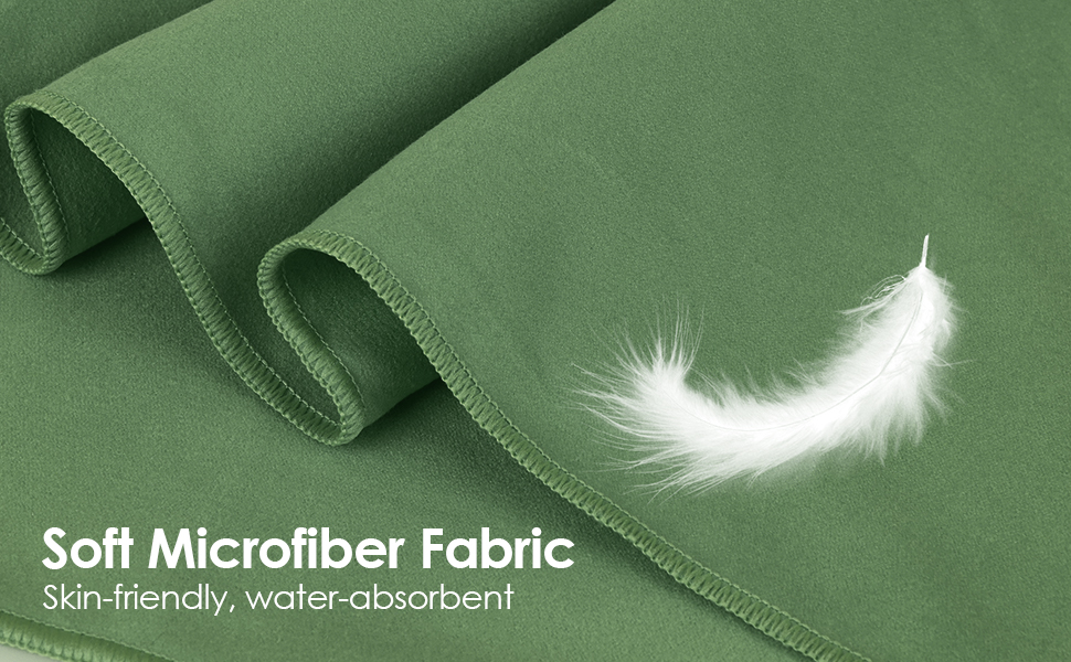 Набір з 3 рушників з мікрофібри, 180x80 см + 2 рушники 80x40 см, для фітнесу, сауни, пляжу, подорожей, темно-зелений