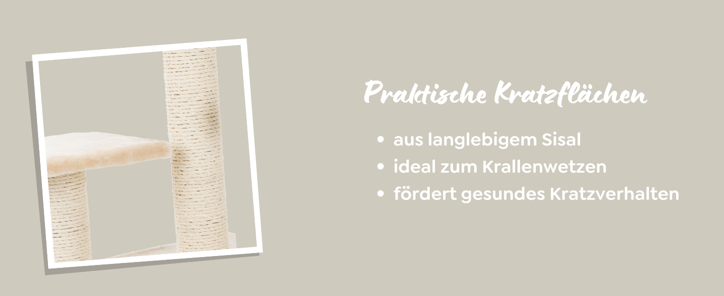 Дряпалка для котів TRIXIE Nayra з джутовим обмотаним стовпчиком та великою печерою, з іграшкою, 82,7 см, колір Greige-Braun