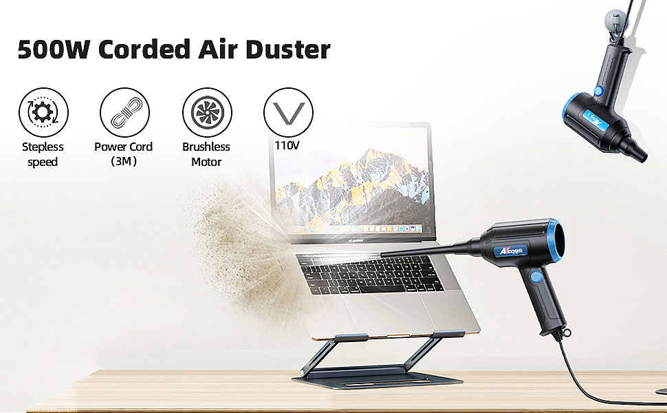 Електричний пилосос для пилу ATENGEUS 500W з регулюванням швидкості для ноутбука, ПК, офісної техніки та диванів