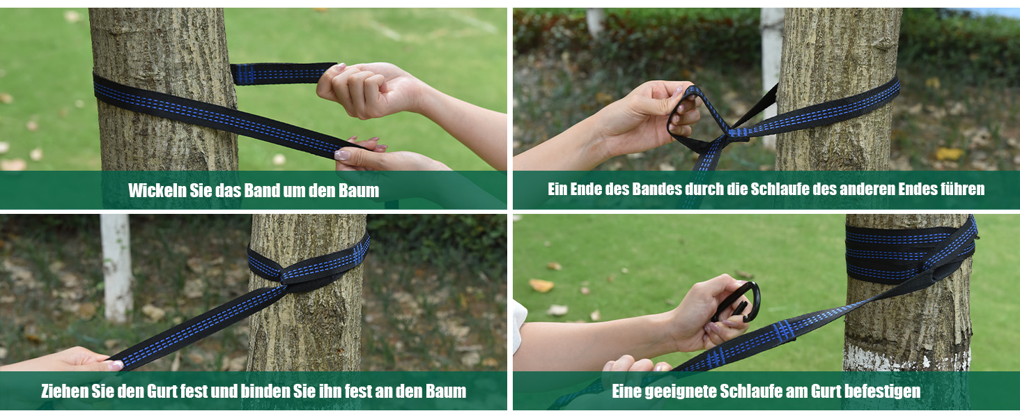 Гамак для кемпінгу Signstek, 270 x 140 см, вантажопідйомність 300 кг, ультралегкий нейлон, для відпочинку на природі, зелений