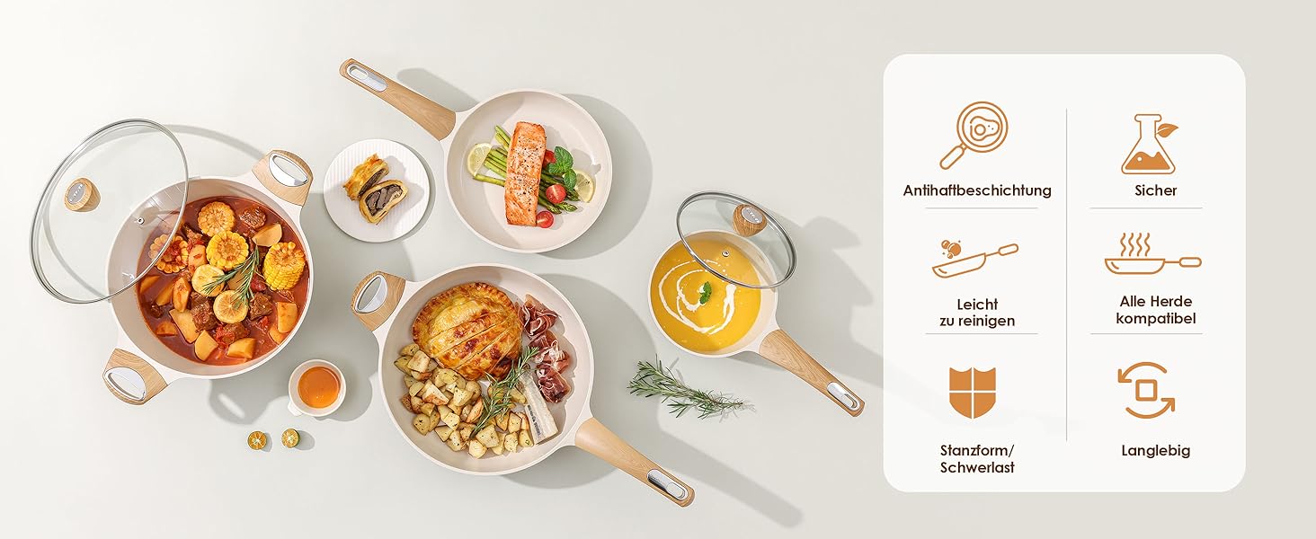 Сковорода SENSARTE з антипригарним покриттям, 30 см, кераміка, гранітне покриття, для плити та індукції, без PFOA/PTFE/PFAS