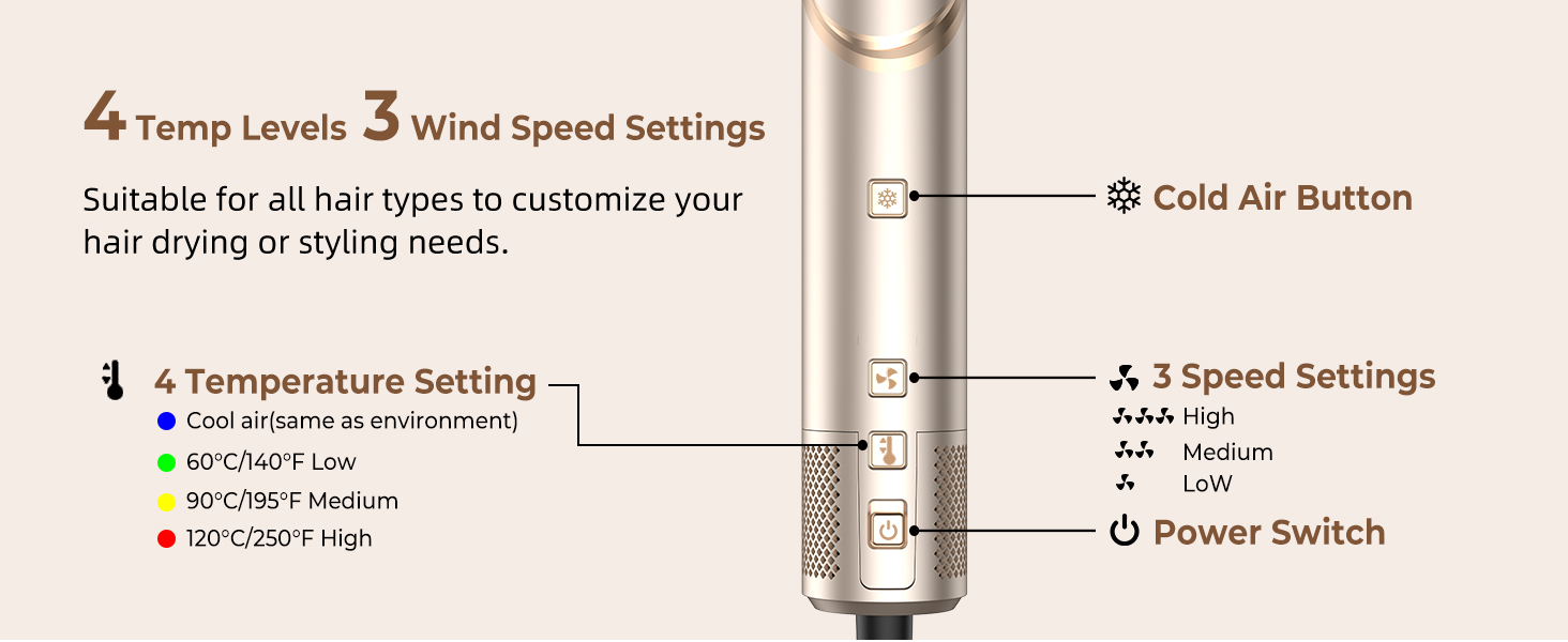 UKLISS Hairstyler 8 в 1: Професійний стайлер для волосся з авто-завивкою, іонізацією та функцією фена, підходить для всіх типів волосся, золотий