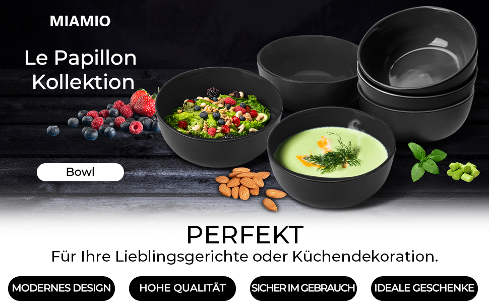 Набір мисок Miamio Le Papillon, 6 шт по 600 мл: для смузі, салатів, супів | 600 мл