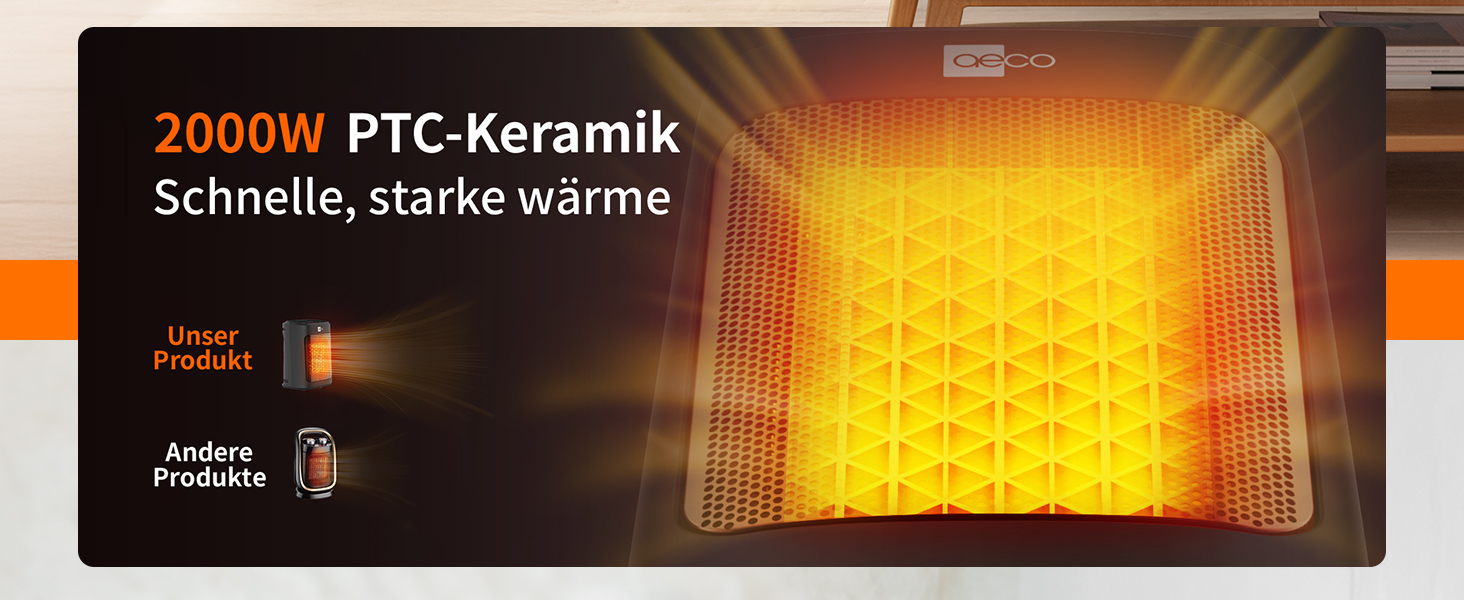 Електричний обігрівач Aeco EcoHeat Boost 58 см з пультом керування, 2000W, LED ECO-режим, таймер 24H, 4 режими, тиха керамічна панель, термостат, захист від перегріву та перекидання