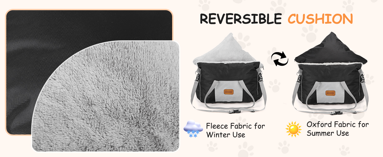 Автокрісло для собак Nobleza - зручне ліжко для маленьких собак з кишенями та змінним матрацом, 58x56x33 см (бавовна, плюш, пластик/метал)