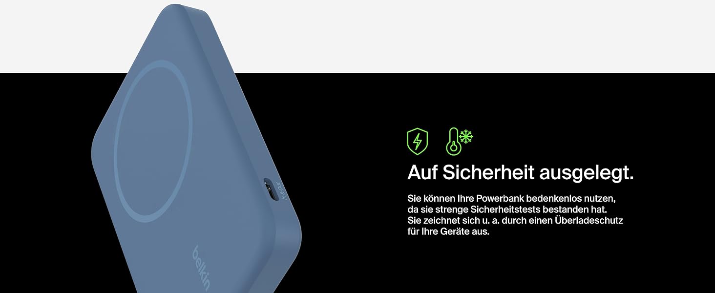 Belkin BoostCharge Pro Powerbank 10000mAh з Qi2 та MagSafe, з вбудованим підсвітником, для iPhone 17, iPhone Air, iPhone 16, 15, 14, Pixel та інших – (5K, Blue)