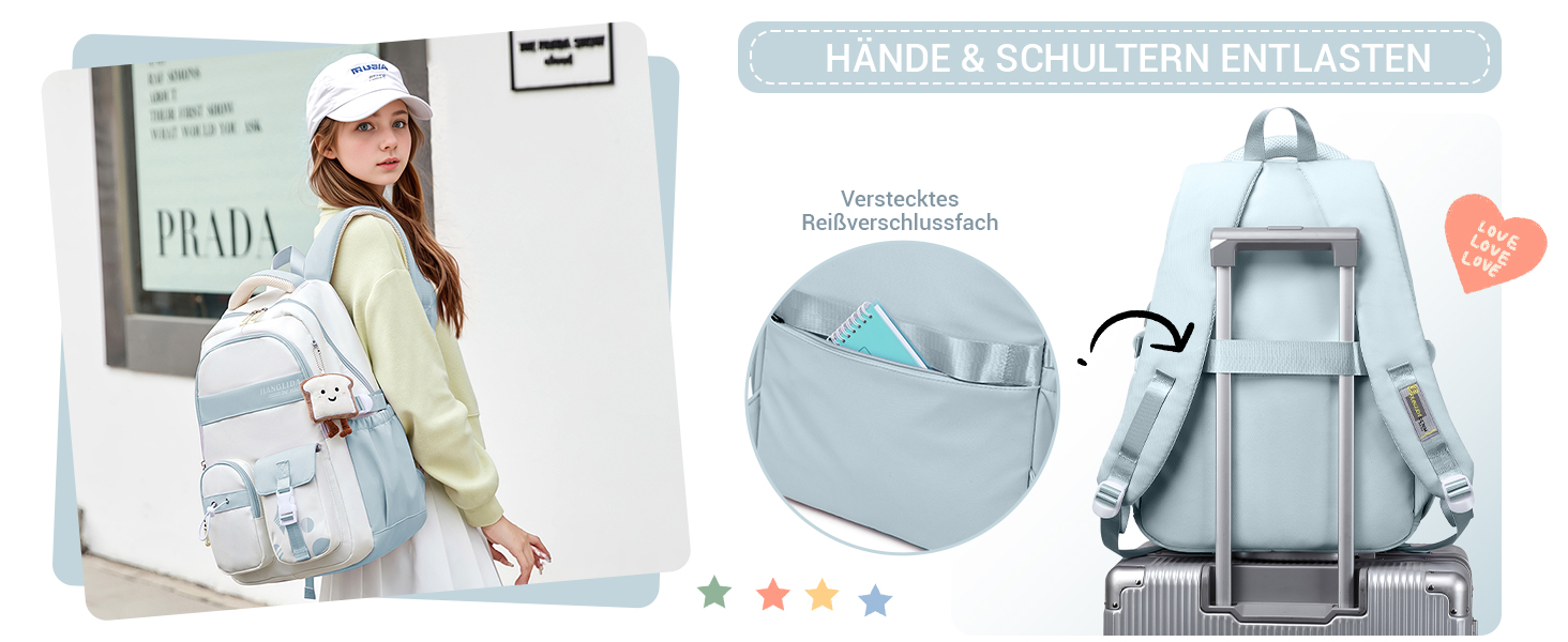 Дитячий рюкзак для дівчинки - водонепроникний, легкий, стильний, з великою місткістю, для 3-9 класу, фіолетовий, нейлон