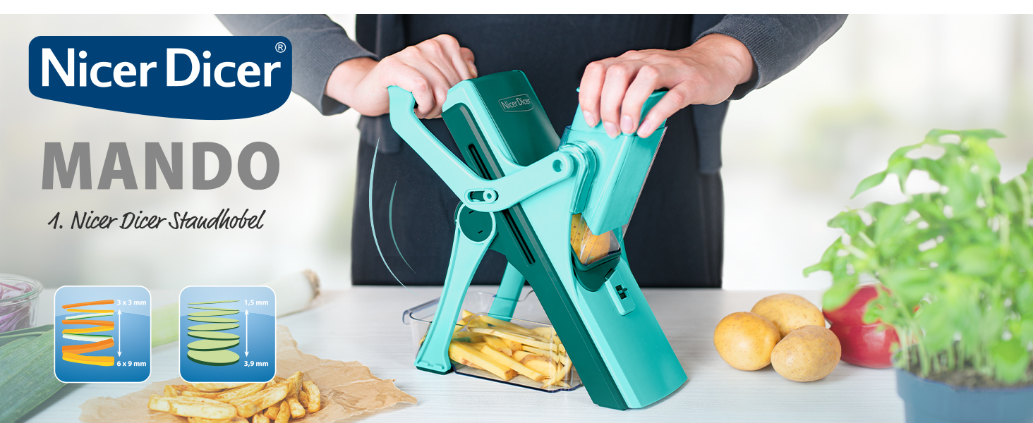 Nicer Dicer Mandoline Vegetable Slicer 12-Piece Set - Vegetable Chopper, Julienne Cutter, Cucumber Slicer, Turquoise/Green