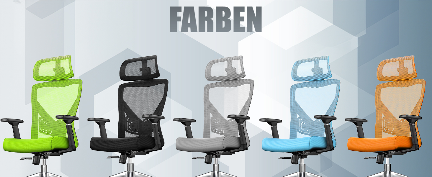 Офісне крісло KESSER® ергономічне з регульованими підлокітниками, поворотне з підтримкою попереку, з підголівником. Функція гойдання до 125° та 5 роликів. Оранжевий/срібний колір.