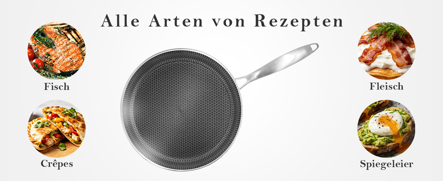 Сковорода для млинців з нержавіючої сталі 26 см з антипригарним покриттям, індукційна сумісність