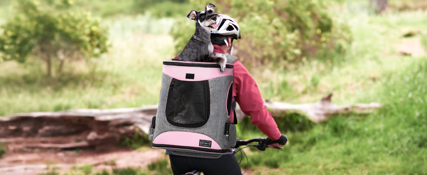 Рюкзак для кота та собаки Petsfit - зручний та дихаючий, для тварин до 5 кг (сірий та рожевий)