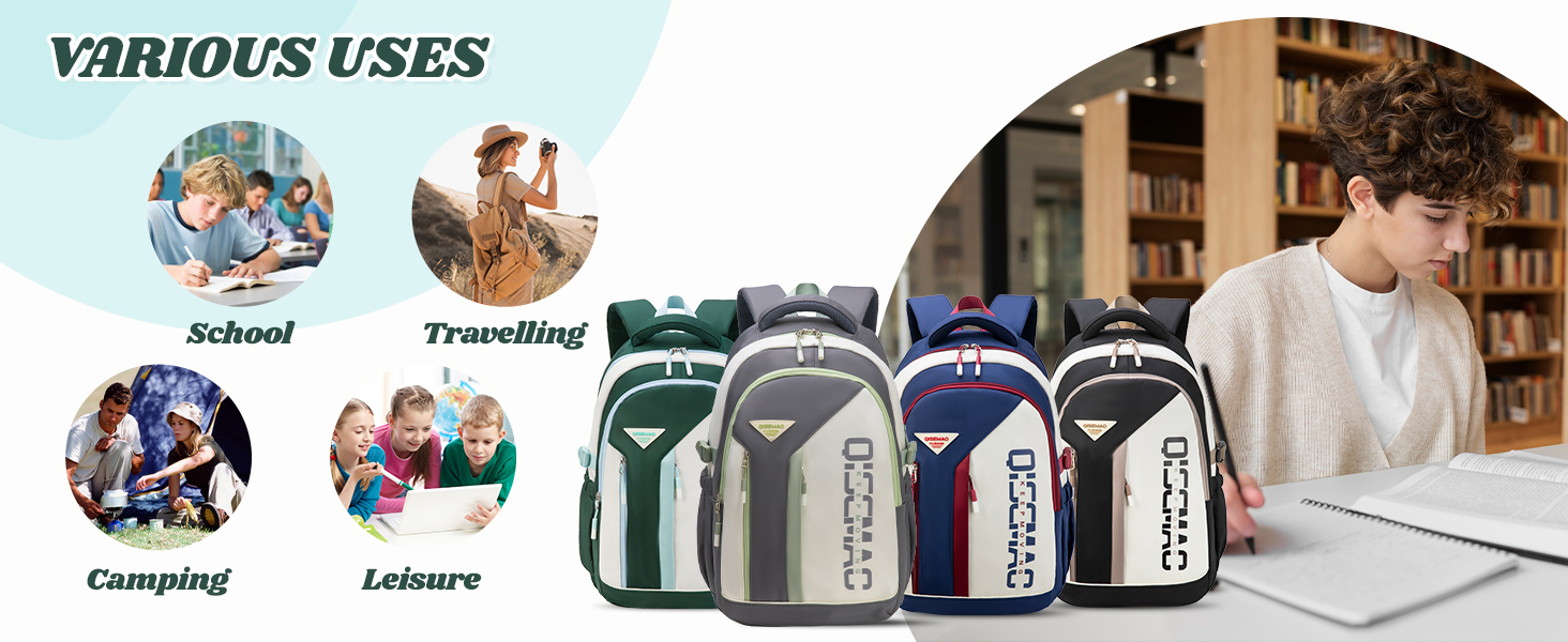 Шкільний рюкзак для підлітків (унісекс), 5-10 клас, 20L. Водовідштовхуючий, для ноутбука 15.6