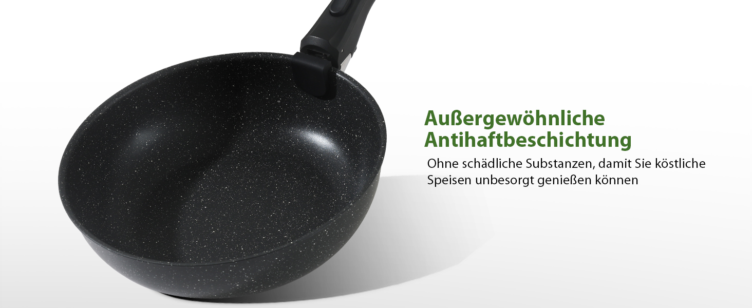Набір каструль та сковорідок Induktion GMISUM 22 шт. з знімними ручками, для всіх типів плит, чорний