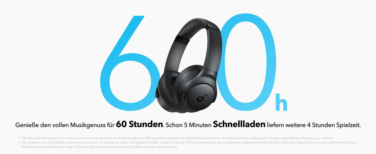 Soundcore Q11i Бездротові навушники-маніжки Anker з глибокими басами, 60 годин відтворення, Hi-Res Audio, знімні амбушури, Multipoint-з'єднання, чорний