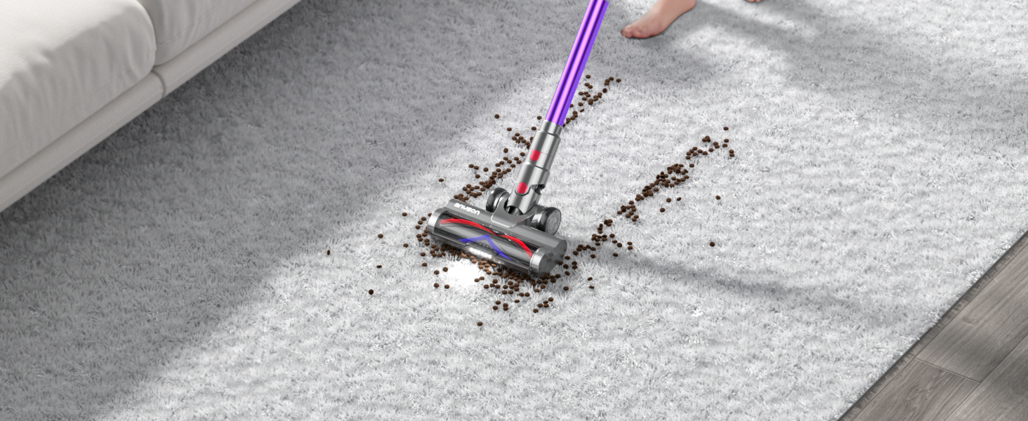 Бездротовий пилосос Anyson 45000Pa потужністю 550W з акумулятором 70Min, об'єм 1.6L, тихий, з LED-дисплеєм та антизаплутувальною насадкою, для твердих поверхонь, килимів та шерсті тварин