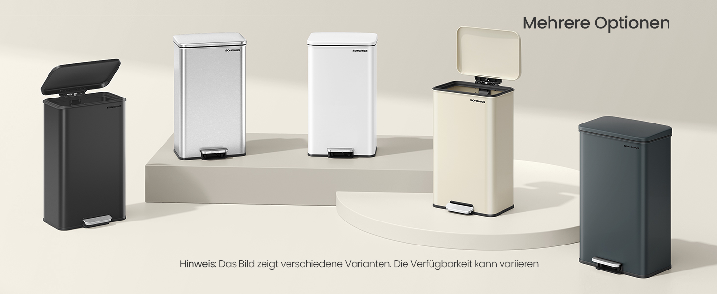 Відро для сміття SONGMICS 40 л, сталеве, з м'яким закриттям, з мішками, пісочно-бежеве (LTB540A02)