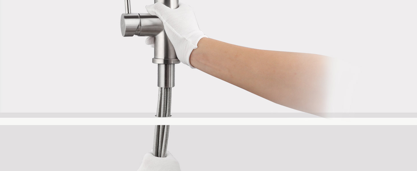 Висувна кухонна змішувач з душем, 360° поворот, нержавіюча сталь, 2 режими струменя, кухонна змішувач преміум-класу, сріблястого кольору