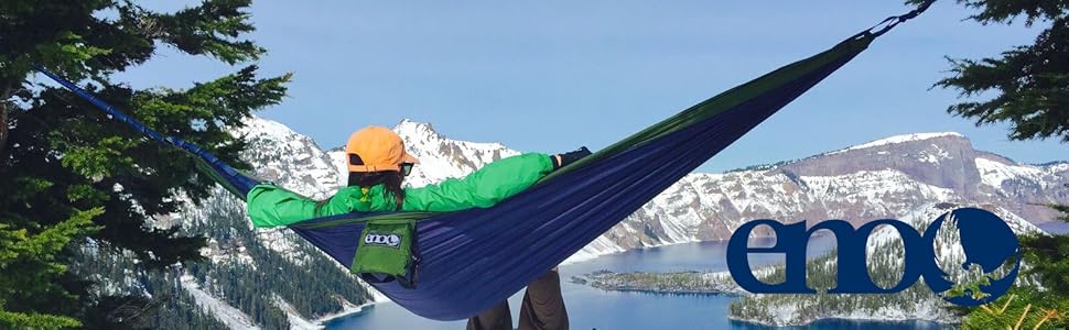 Гамак подвійний ENO DoubleNest Print Berge zum Meer, сірий/червоний, для 1-2 осіб - легкий кемпінговий гамак