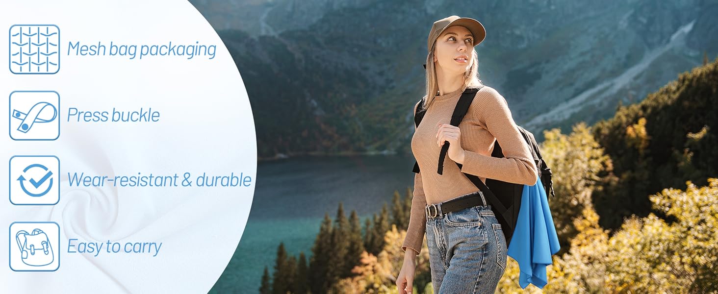 Набір рушників з мікрофібри GZXYA (180x60 см + 2шт 80x40 см), Швидковисихаючі, для спорту та басейну, Колір: Морська хвиля