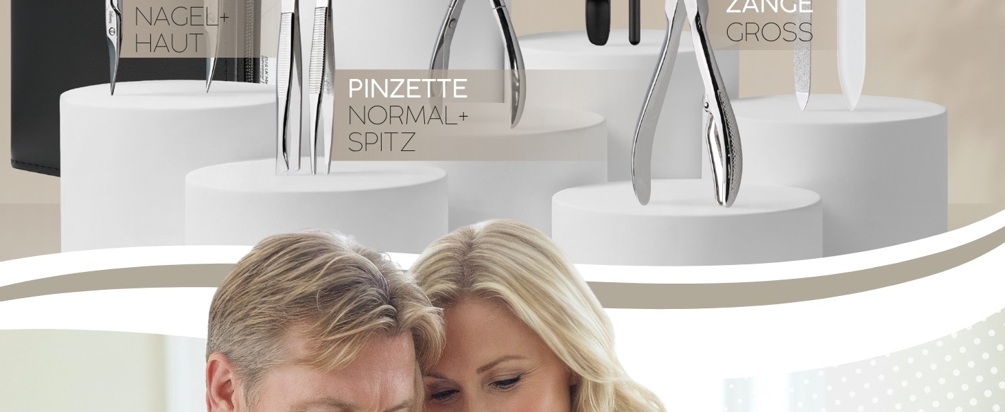 Набір для манікюру та педикюру marQus Solingen - 12 предметів у шкіряному етиулю, повний комплект для догляду за руками та ногами, блакитний