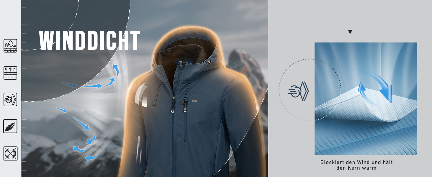 Чоловіча куртка Softshell 33,000ft водонепроникна демісезонна функціональна куртка, розмір M, небесно-блакитна