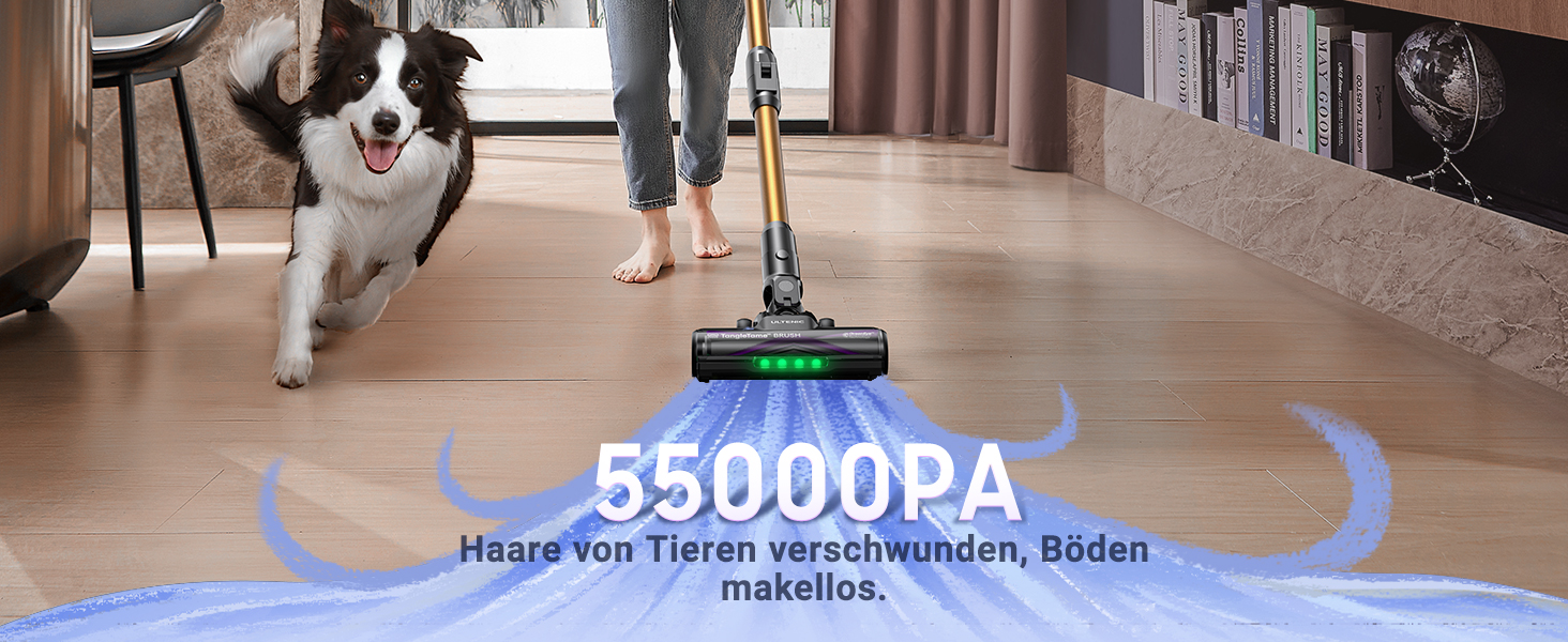 Акумуляторний бездротовий пилосос Ultenic 55KPA 600W, з гнучкою трубкою 180°, контейнером 1.5л та GreenEye підсвіткою для килимів та твердих підлог, Gold