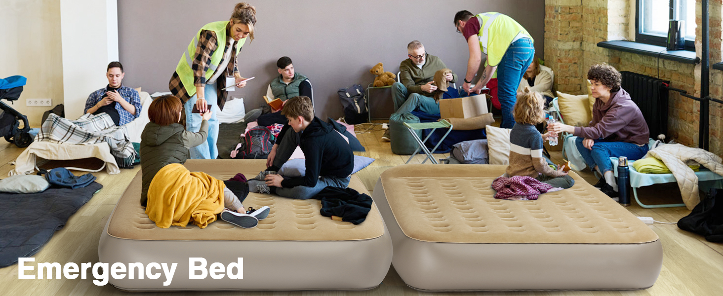 Надувне ліжко Lewondr на 2 особи з вбудованим насосом, комфортна повітряна матрац, самонадувна ліжко для кемпінгу, дому, гостей, подорожей (300 кг MAX), (203x152x33 см, Хакі)