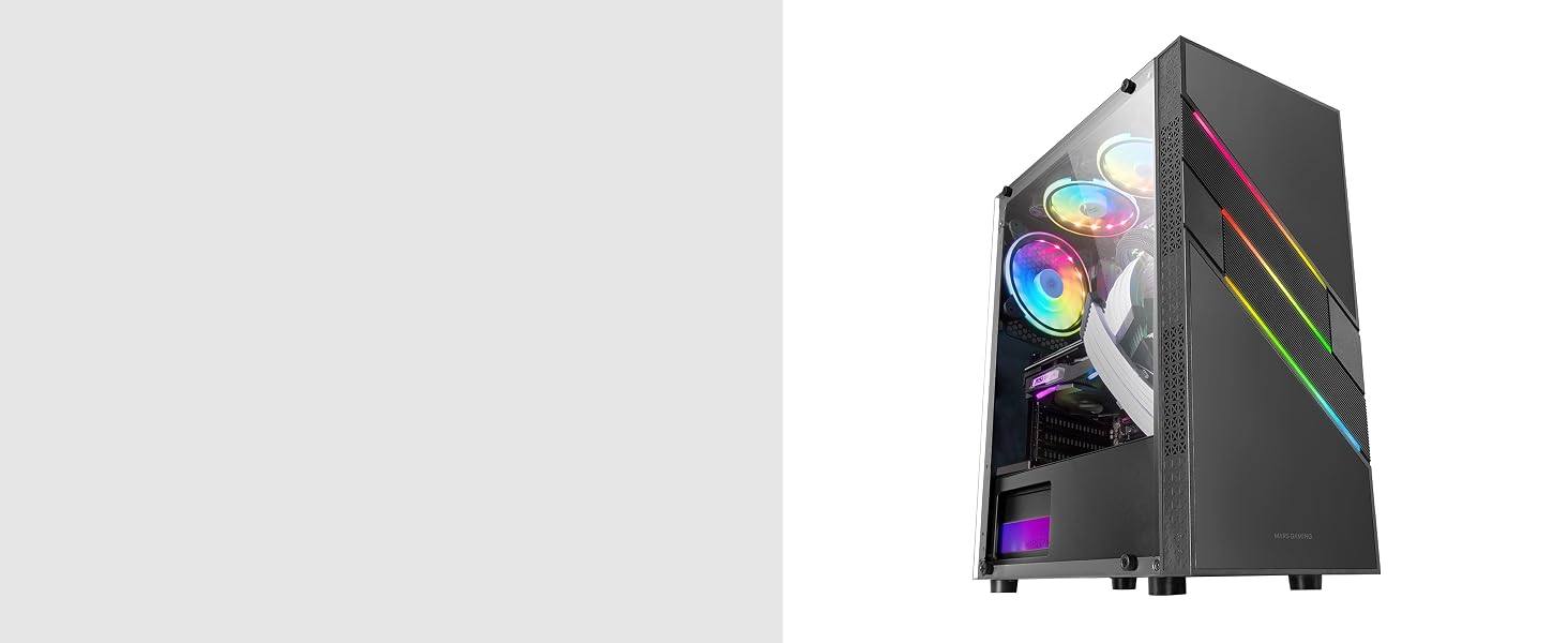 Ігровий корпус для ПК Mars Gaming MC-U3 White, ATX XL, 3 ARGB вентилятори 120мм, загартоване скло