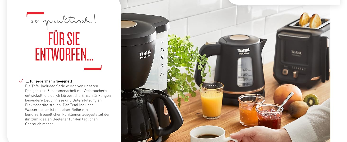 Електричний чайник Tefal Includeo KI5338, 1 л, 2400 Вт, чорний