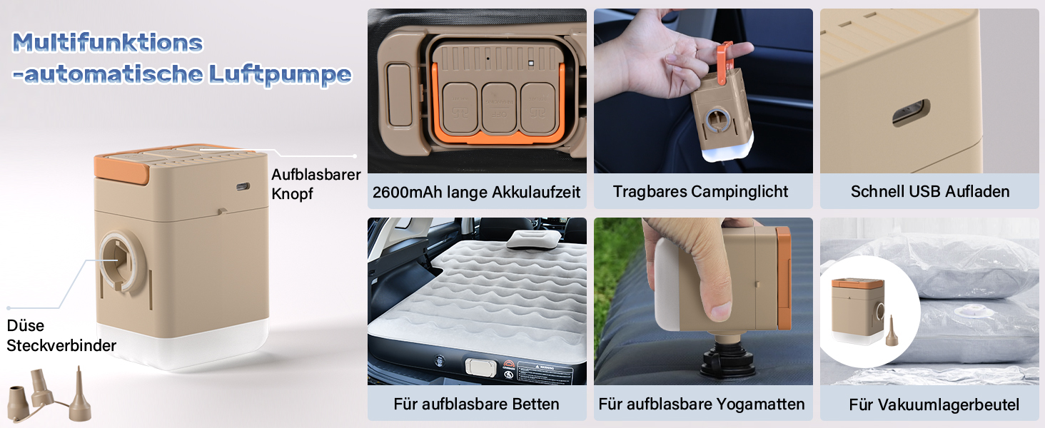 Автоматичний надувний матрац для заднього сидіння авто Coverado - сірий, універсальний, з вбудованим насосом та подушками